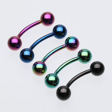 Detail View 1 of Colorline PVD Basic Curved Barbell Ring-Green